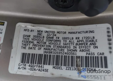 2005 Toyota Corolla Ce from USA, damaged, VIN 1NXBR32E85Z460561